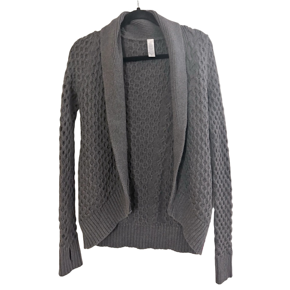 Ivivva (Lululemon) Breathe Relax Love Wrap Charcoal Gray Cardigan Girl’s Sz 12